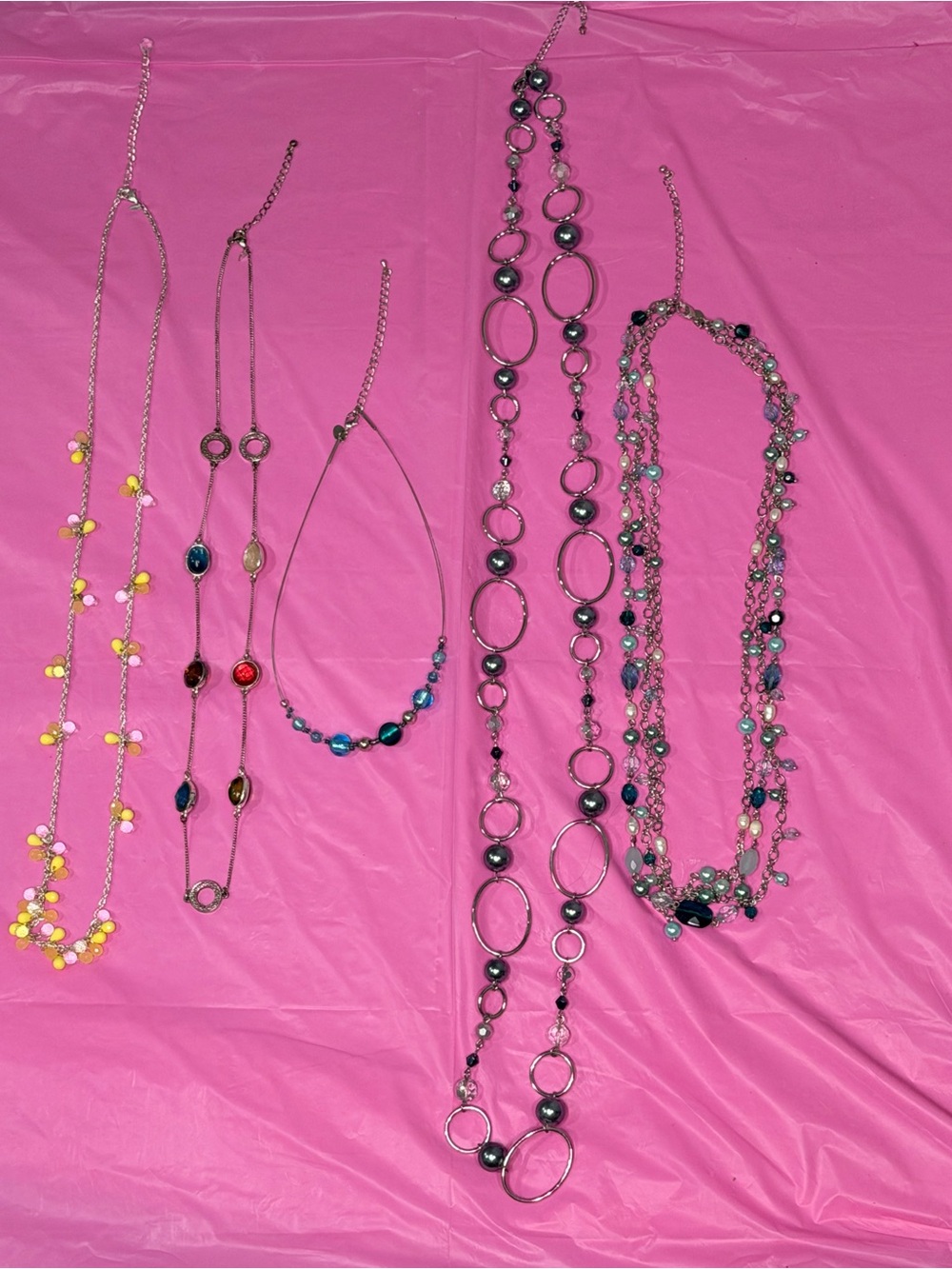 Lot of Assorted Statement Womens Beaded Necklaces Set of 5